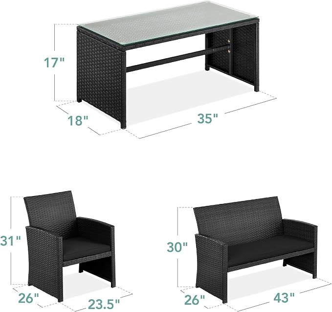 Best Choice Products 4-Piece Outdoor Wicker Patio Conversation Furniture Set - Image 7