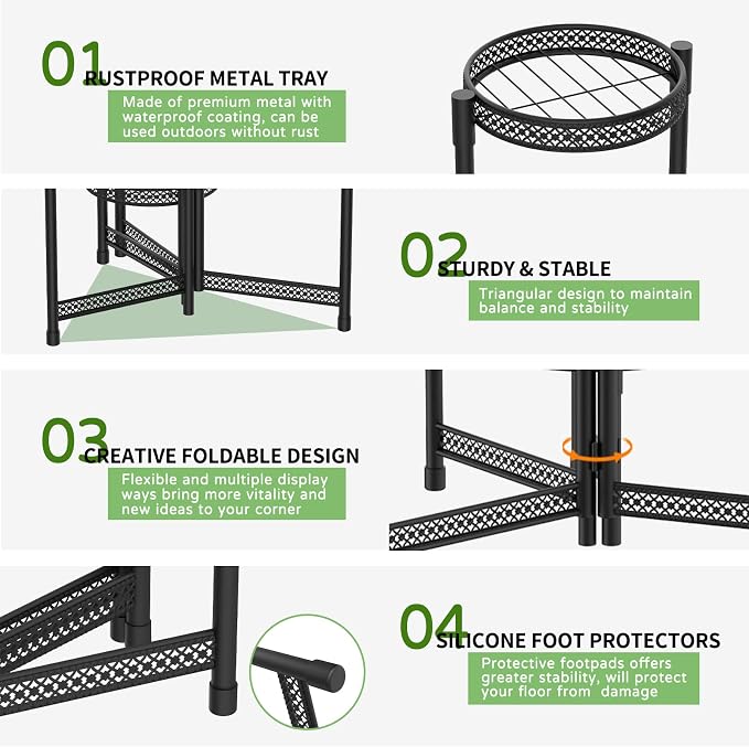 iDavosic.ly Plant Stand Indoor Outdoor, 5 Tier Corner Metal Flower Display - Image 6