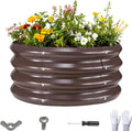 GOOZOO Galvanized Planter Raised Garden Beds, Round Metal Land Planter Box by GOOZOO