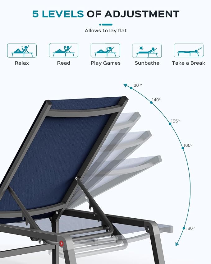 Ciokea Patio Chaise Lounge Chair, Foldable Lounge Chair - Image 6