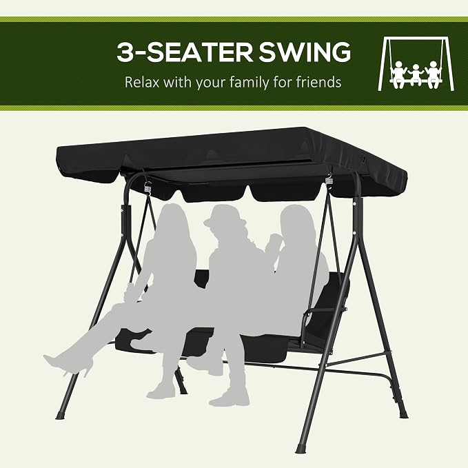 Outsunny 3-Seat Outdoor Patio Swing Chair - Image 5