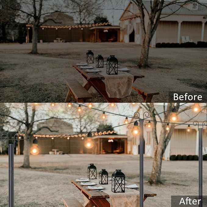 String Light Poles for Outside Deck 2 Pack 8FTHeavy Duty Metal Garden Outdoor - Image 6