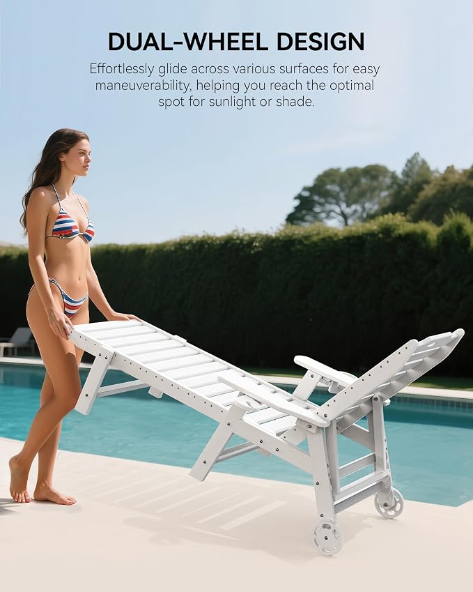 Carauci Lounge Chair Outdoor Set of 4, HDPE Chaise Lounge - Image 6