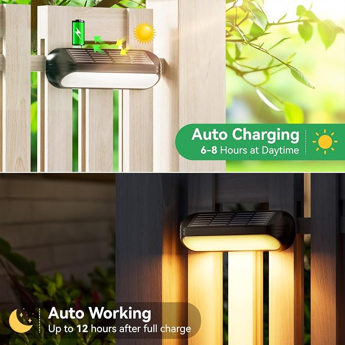 Solar Outdoor Lights for Deck 4 Pack, Upgraded RGB Solar Fence Lights - Image 3