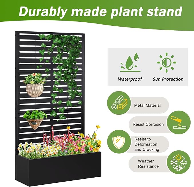 Metal Raised Garden Bed with Trellis, Planter Box - Image 8