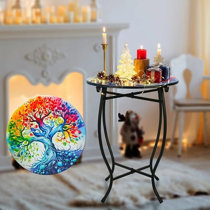 Fashion&cool Outdoor Side Tables, Weather Resistant Metal End Table Side Table by Fashion%26cool