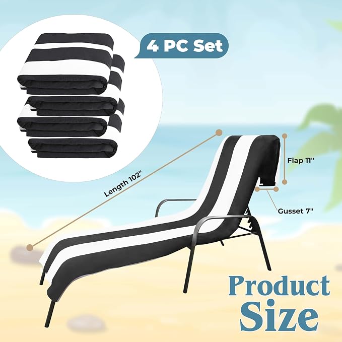 Superior Cabana Cotton Lounge Chair Cover, Outdoor Towel/Chaise Furniture Covers - Image 5