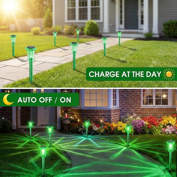 Solar Outdoor Lights, St Patricks Day 10 Pack Solar Pathway Lights Outdoor - Image 7