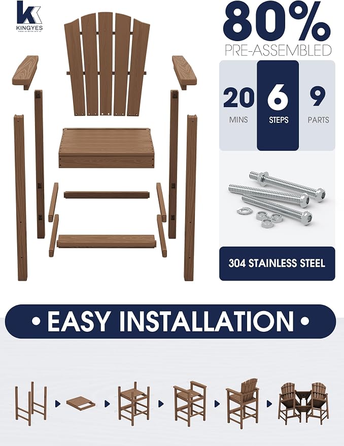 KINGYES Tall Adirondack Chair Set of 4 - Image 5