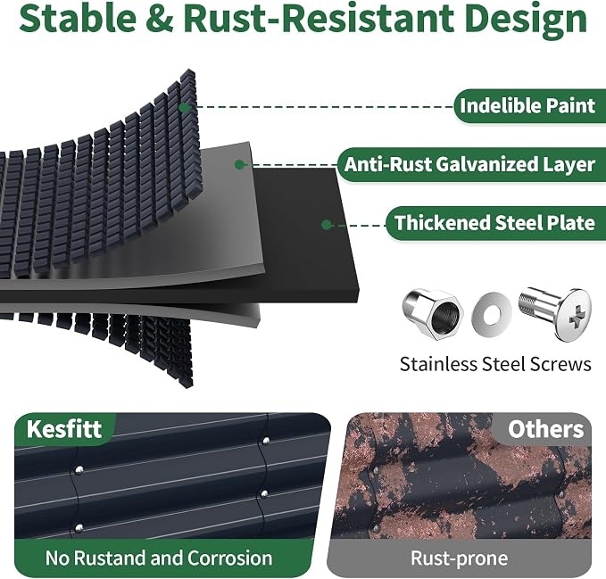Kesfitt Raised Garden Bed, Metal Galvanized Steel Oval Garden Bed 8x2x1.5 ft - Image 2