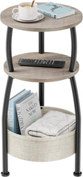 Round Side Table with Storage Basket –Small Space Saving End Table 3-Tier by designyourhome