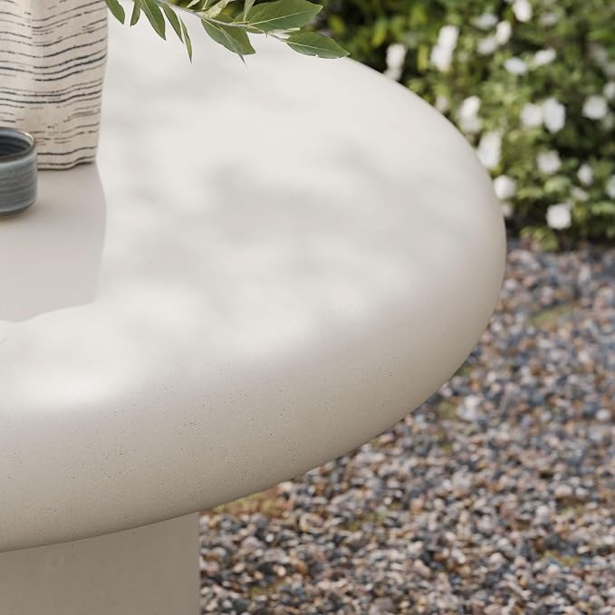 Modway Argos Round Concrete Coffee Table in White - Image 7
