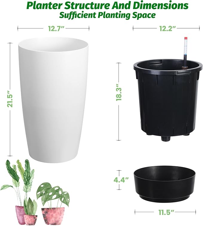 GarveeLife Set of 2 Tall Planters - Image 2