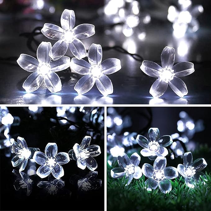 ITICdecor Outdoor Solar Flower String Lights Waterproof 50 LED Fairy Light - Image 6