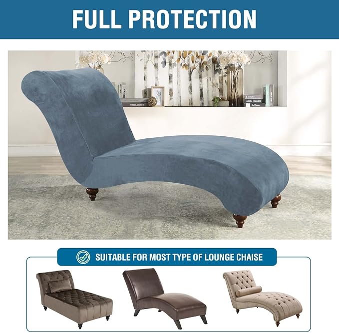 H.VERSAILTEX Chaise Lounge Cover Indoor Velvet Chaise Slipcover High Stretch - Image 5