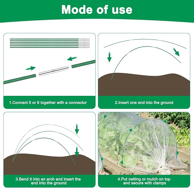 Greenhouse Hoops Grow Tunnel, 6 Sets of 8FT Long Garden Hoops - Image 3