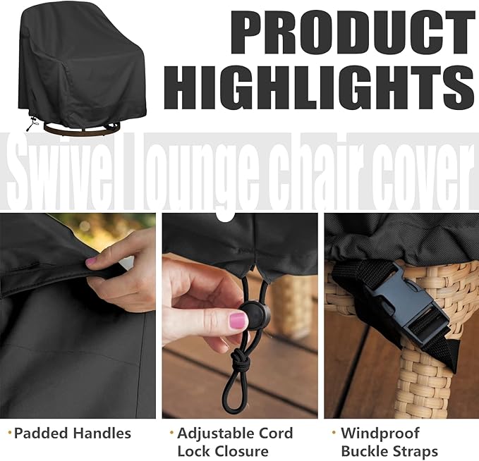 Outdoor Swivel Lounge Chair Cover, Waterproof Heavy Duty Outdoor Chair Covers - Image 3