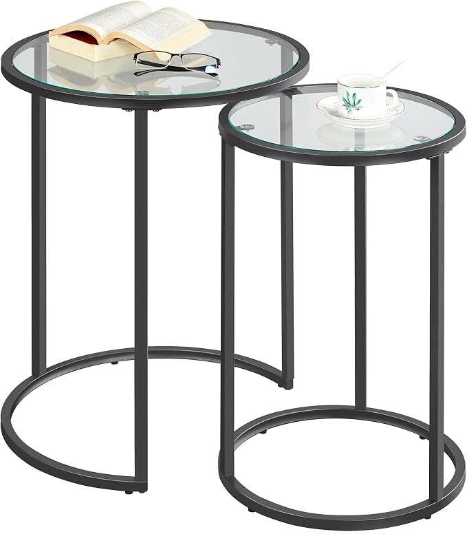 Yaheetech Round Nesting End Table Set of 2, Stacking Side Tables, Coffee Tables by Yaheetech