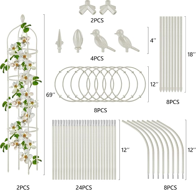 2 Pcs Garden Obelisk Trellis for Climbing Plants Outdoor 6 Ft Rose Bush Round - Image 6