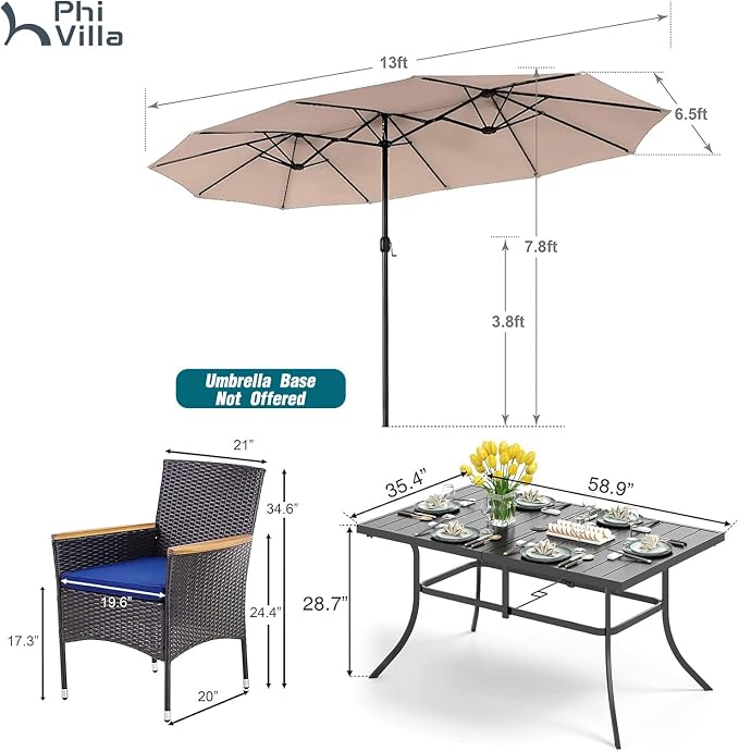 PHI VILLA 8 Pieces Patio Dining Set - Image 7
