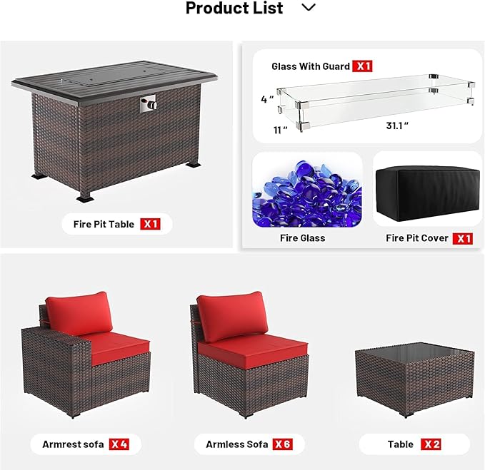 Kullavik 13 Pieces Outdoor Patio Furniture Set - Image 6