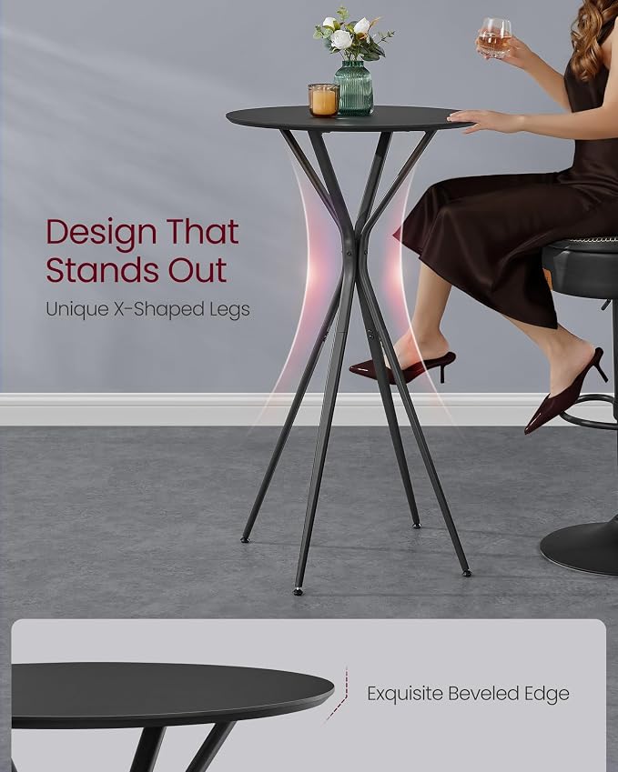 VASAGLE Bar Tables Set of 2, Round Cocktail High Top Pub Bistro Table - Image 4