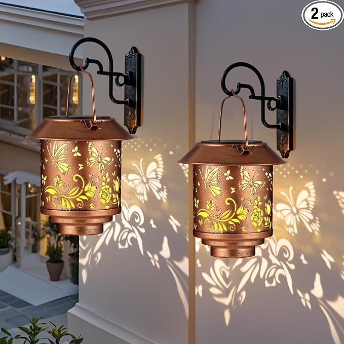 Solar Lantern Waterproof Metal Butterfly Decor Valentine's Day Birthday Gifts by Unknown