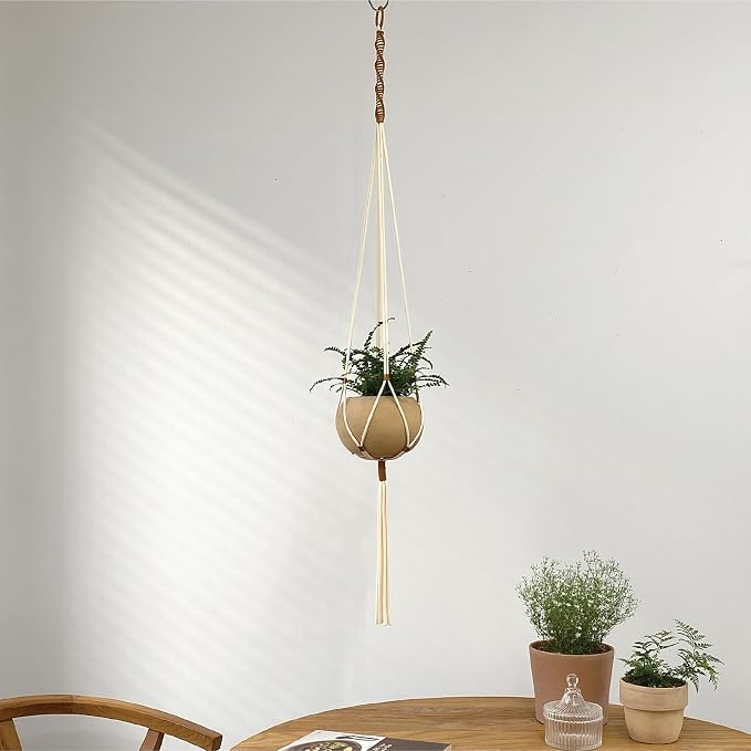 Macrame Plant Hanger Polyester Rope 42 Inch Outdoor Indoor Adjustable Hanging - Image 2
