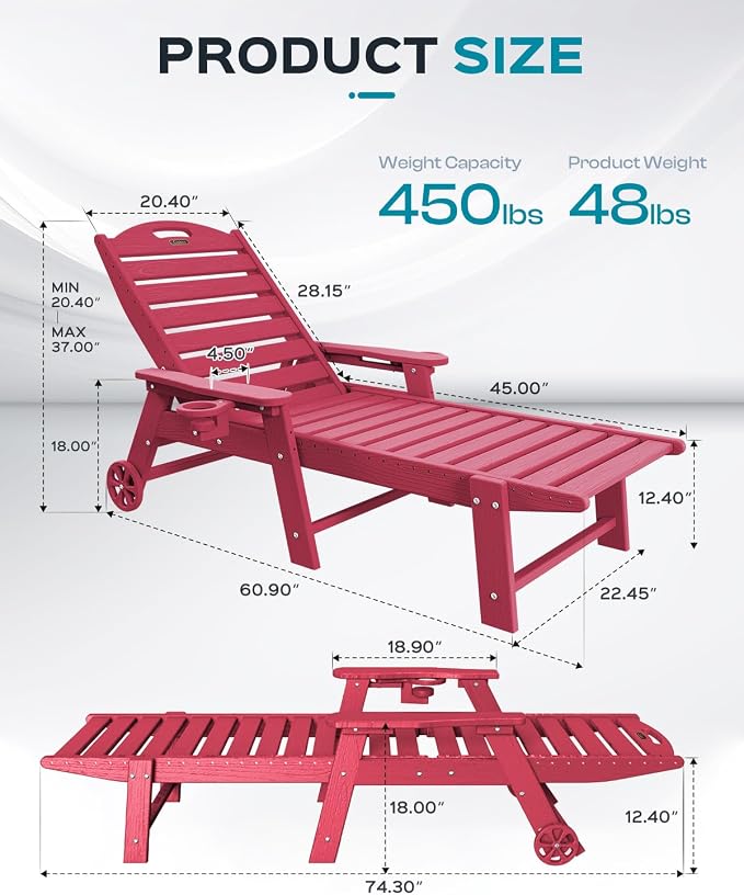 Ciokea Lounge Chair Outdoor, Oversized Chaise Lounge Chair - Image 3