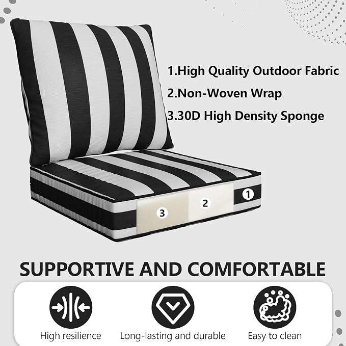 24" x 24" x 6" Outdoor Deep Seat Cushions Set - Image 5