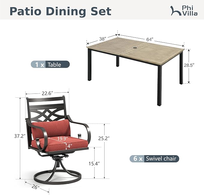 PHI VILLA 7 Pieces Outdoor Dining Set - Image 9