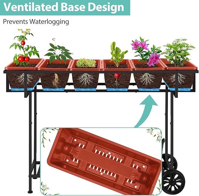 YBING Elevated Garden Bed with Wheels Outdoor 42x17x30in Elevated Raised - Image 3