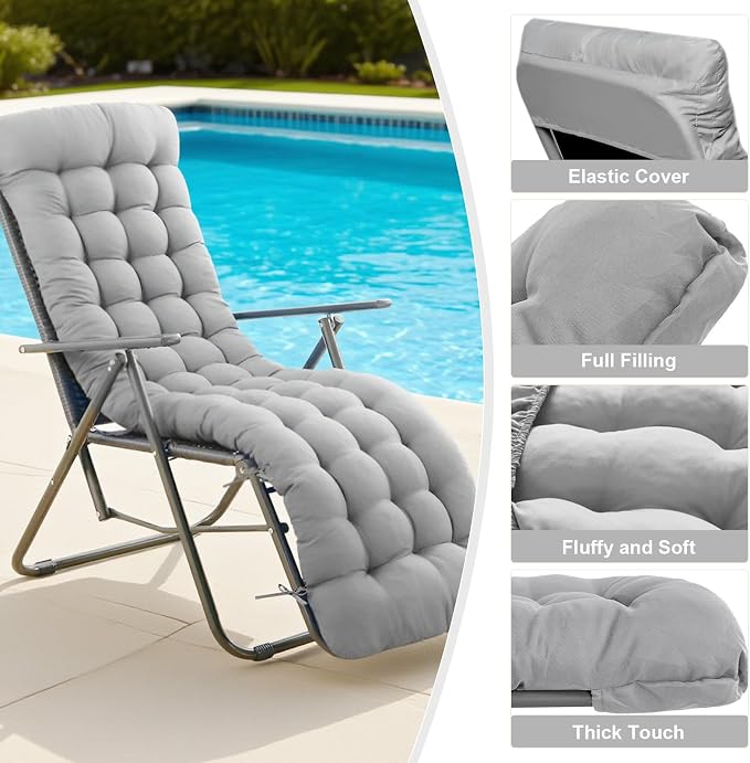 ERWUDEling Outdoor Chaise Lounge Chair Cushion 67 x 19 Inch - Image 6