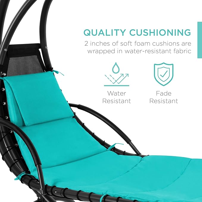 Best Choice Products Outdoor Hanging Curved Steel Chaise Lounge Chair Swing - Image 5