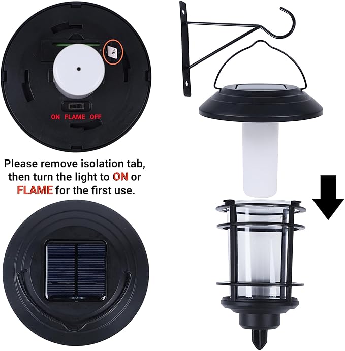 Dynaming Solar Flame Wall Lanterns, Outdoor Solar Wall Hanging Lights, - Image 7