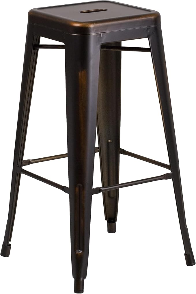 Flash Furniture Kai Commercial Grade 30" High Backless Distressed Copper Metal by FlashFurniture