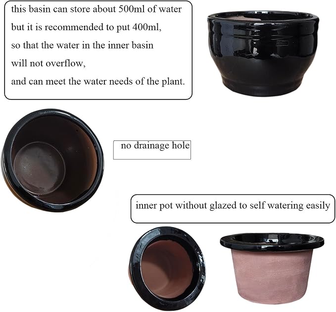 African Violet Pots Self Watering Round Ceramic Violet Pot - Image 5