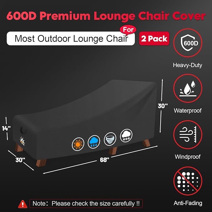 Zettum Outdoor Lounge Chair Cover 2 Pack - Image 2