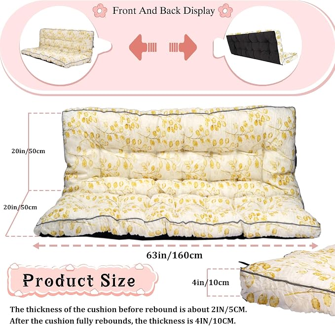2-3 Seat Swing Replacement Cushion, Outdoor Bench Cushions - Image 6