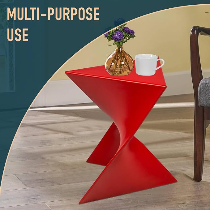 LeisureMod 15.75" Triangular Side Table, Stackable Plastic Accent End Table - Image 6