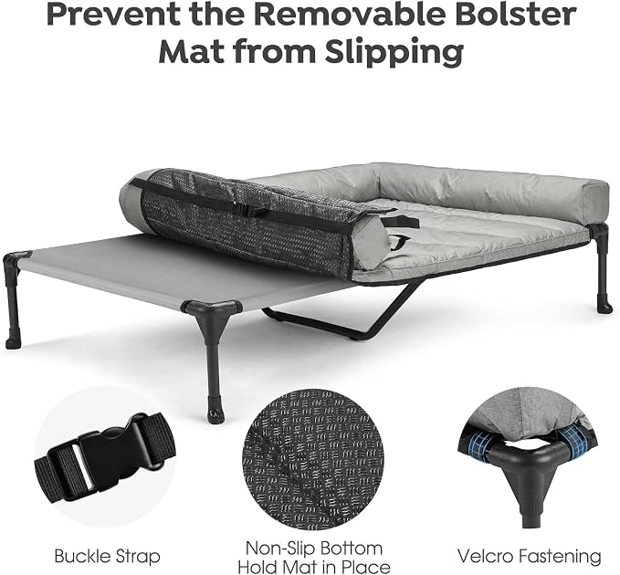 Veehoo Cooling Elevated Dog Bed Add Removable Waterproof Bolster Cushion Mat - Image 4