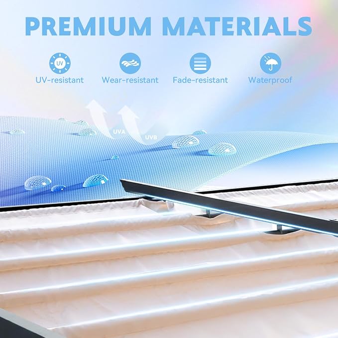 MELLCOM Retractable Pergola 10x12 Ft, Upgraded Sun Shade - Image 5