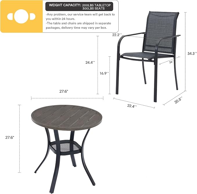 VICLLAX 3-Piece Patio Dining Set - Image 7
