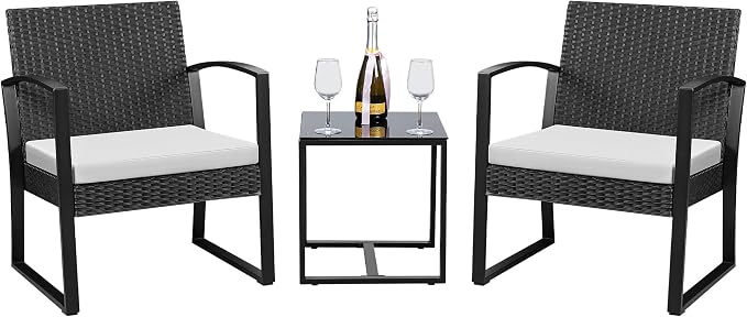 Devoko 3 Piece Patio Set, Outdoor Patio Furniture Set Resin Table and Chairs by DEVOKO