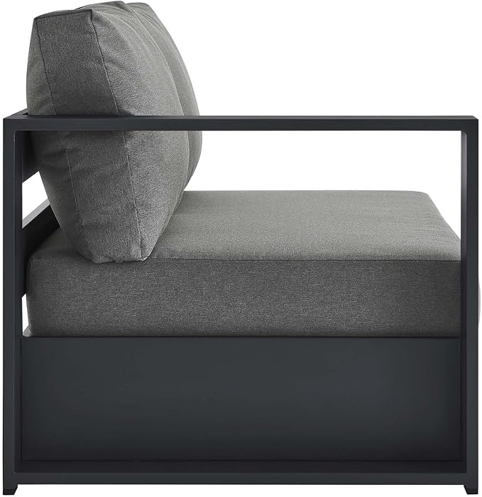 Modway Tahoe Aluminum Modular Left-Facing Outdoor Patio Loveseat in Gray - Image 4