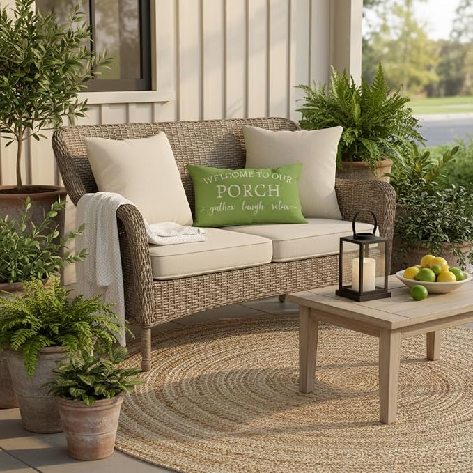 PANDICORN Welcome to Our Porch Stay Awhile Outdoor Lumbar Decorative Throw - Image 6