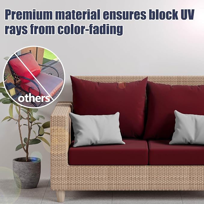 8Pcs Stretch Patio Cushion Covers, Outdoor Couch & Sofa Replacement Slipcovers - Image 3