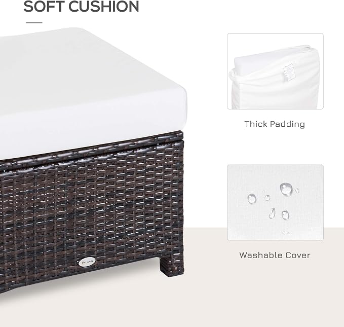 Outsunny 20" Patio Wicker Ottoman, Additional Seating, Side Table - Image 6