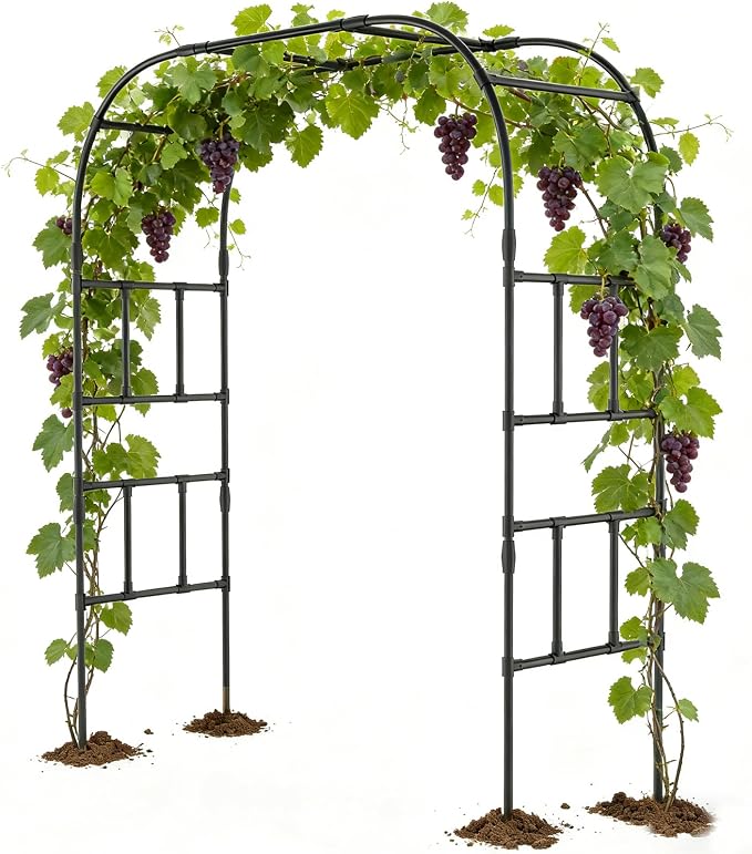 Tall Garden Arch Trellis for Climbing Plants, 87in Tall Metal Plant Support by UrGROWA