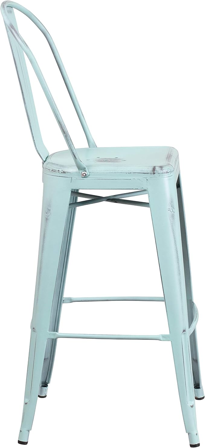 EMMA + OLIVER Commercial 30" H Distressed Green-Blue Metal Indoor-Outdoor - Image 6